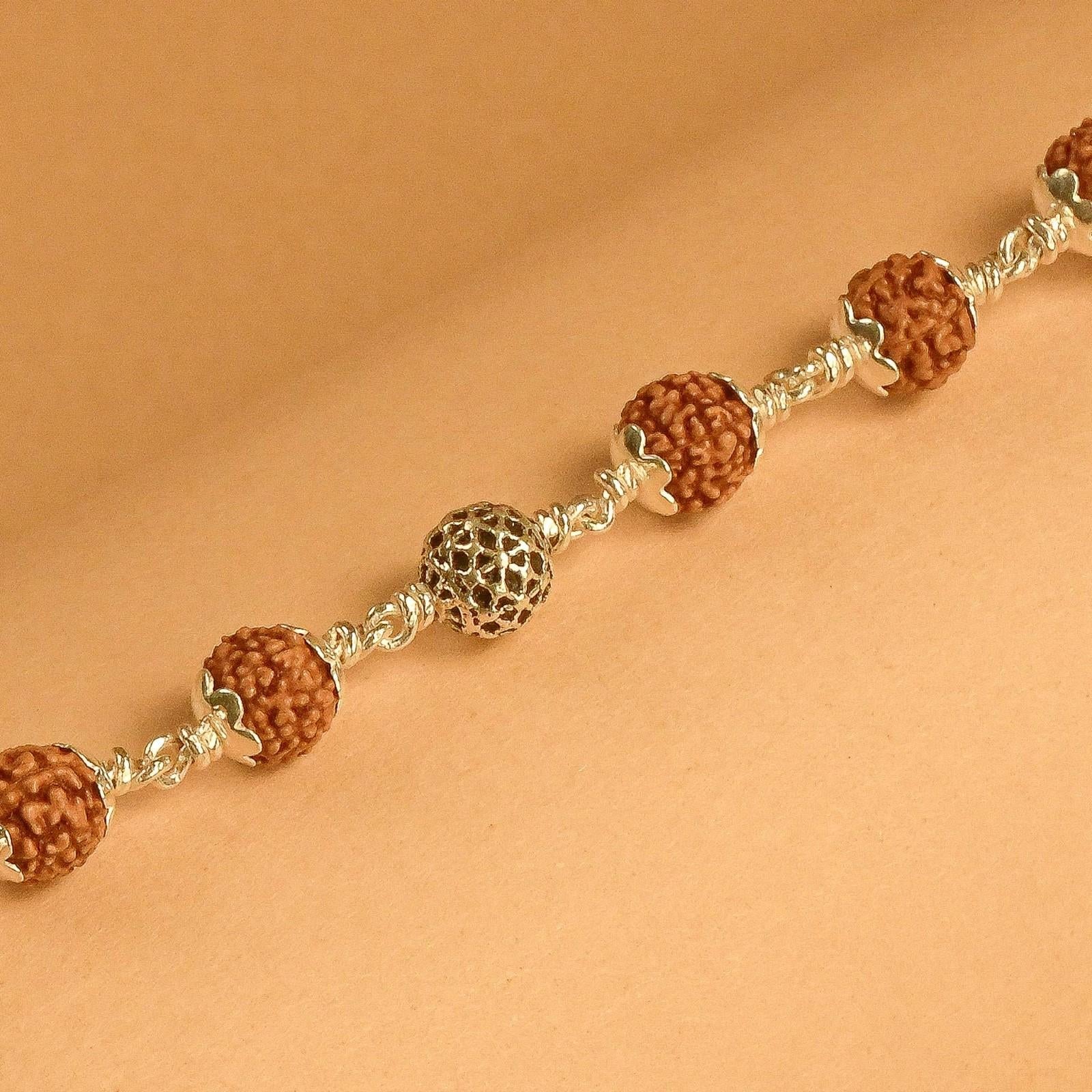 Rudraksha With Silver  Beads Bracelet