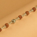 Rudraksha With Round Beads Silver Bracelet