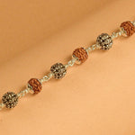 Rudraksha with Flower Silver Beads Bracelet