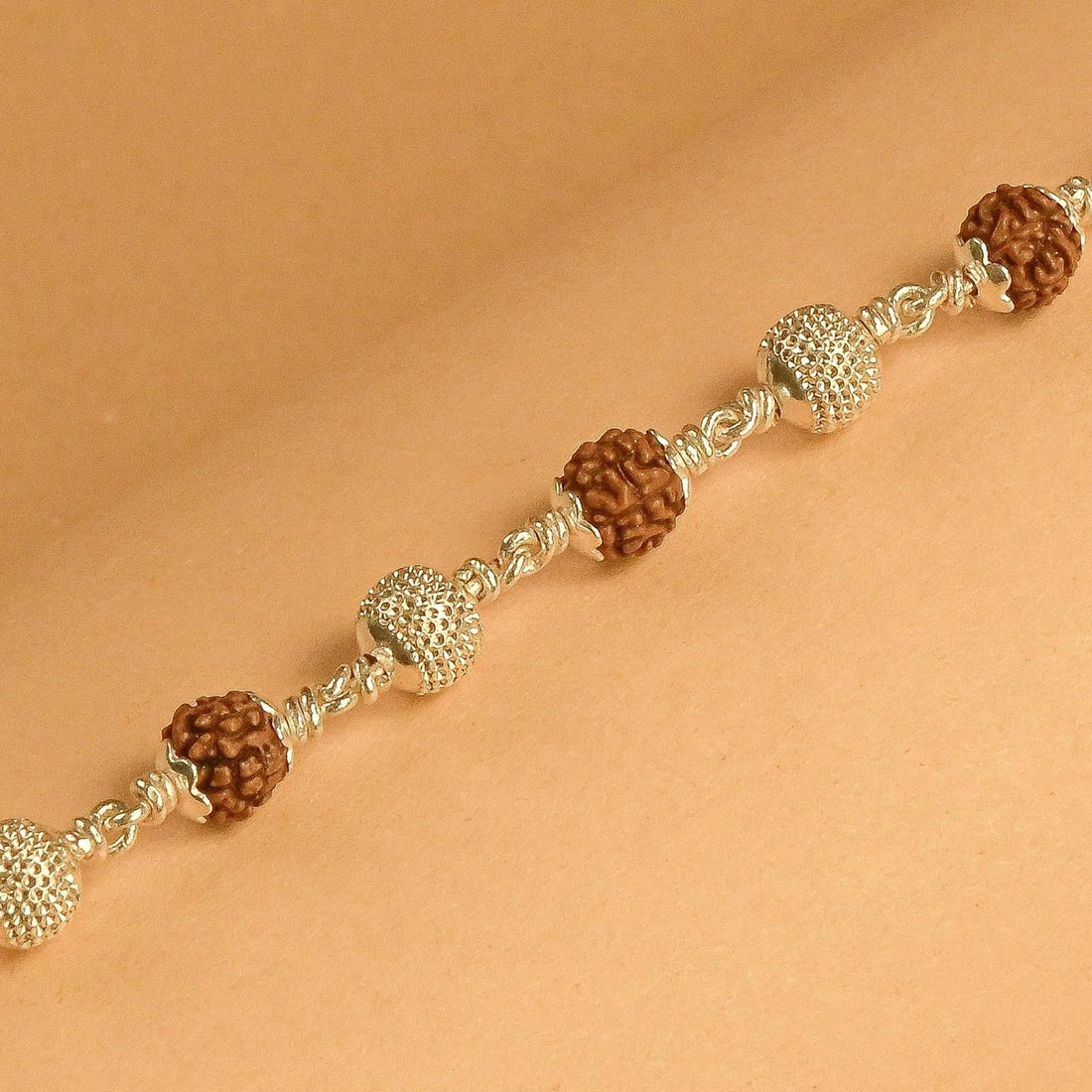 CNC Silver Rudraksha Bracelet