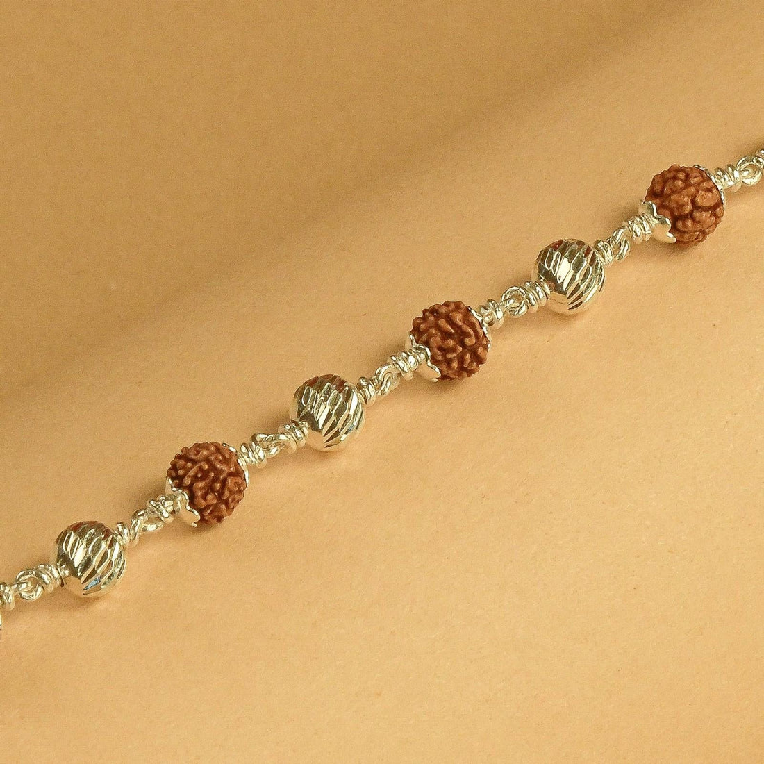 Silver Textured Rudraksha Bracelet