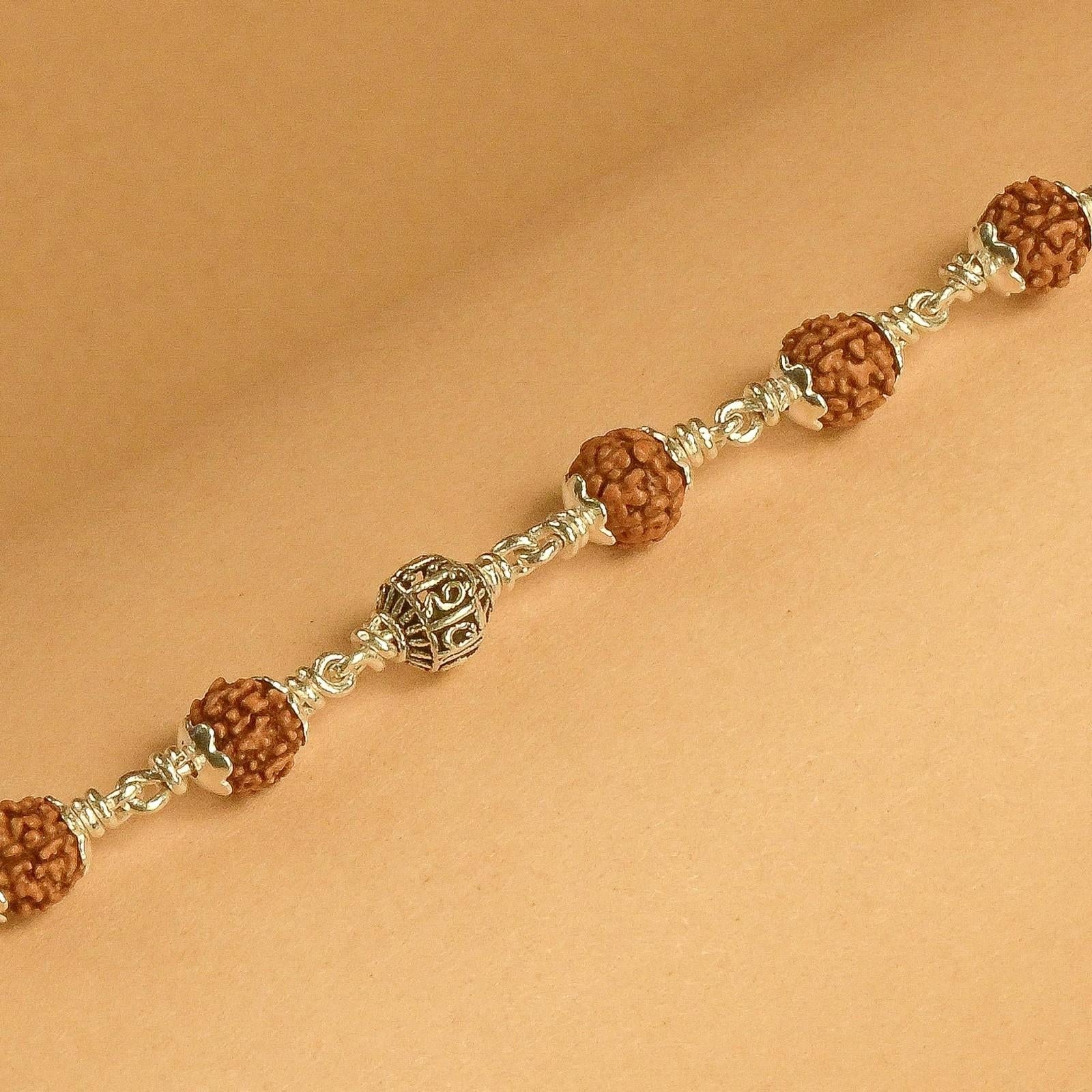 Om Namah Shivay Silver Rudraksha Bracelet