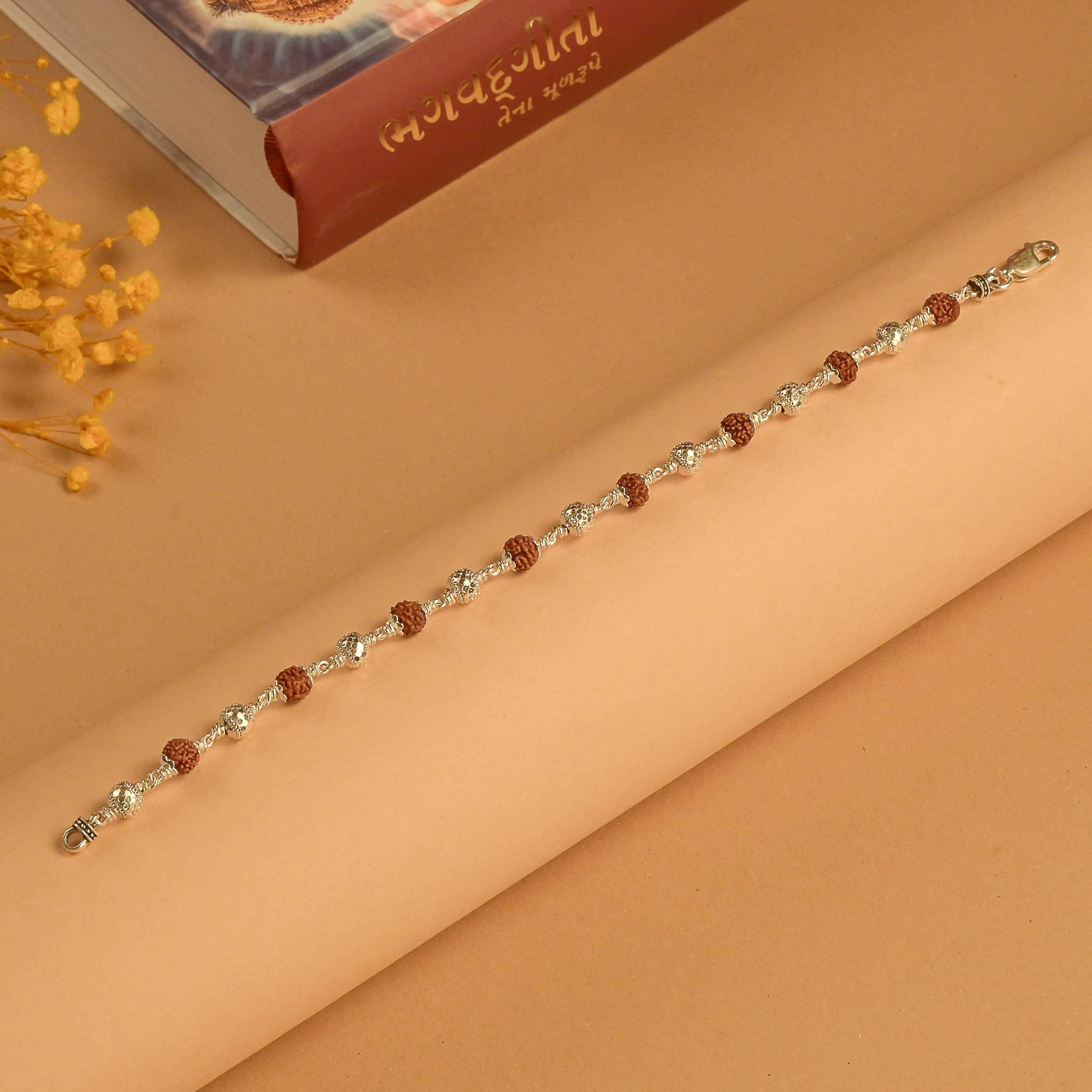 Silver CNC Rudraksha Bracelet