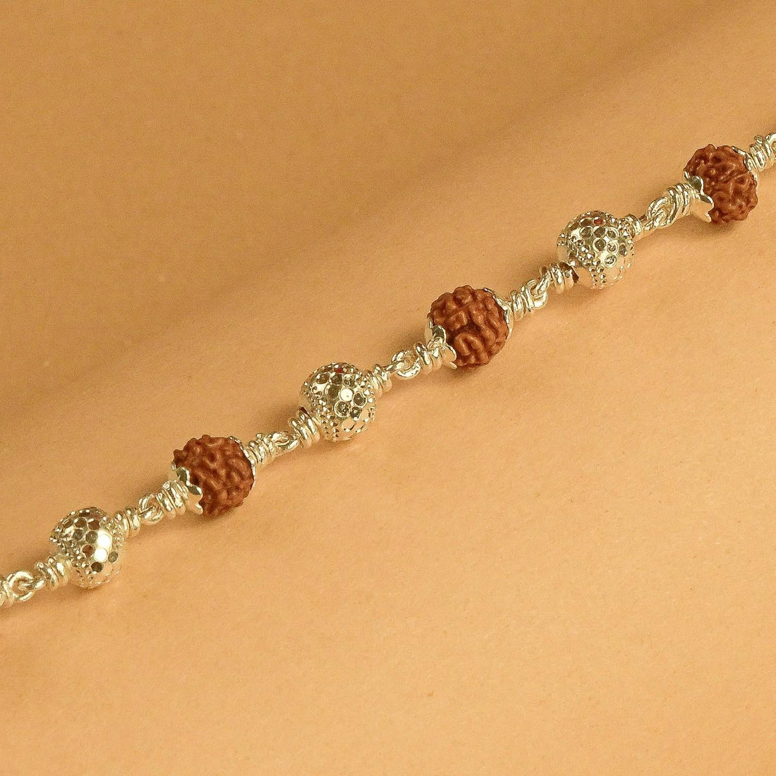 Silver CNC Rudraksha Bracelet