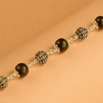 Karungali With Silver Flower Beads Bracelet