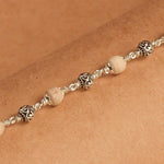 5-6  MM Tulsi With Silver Om Beads Bracelet