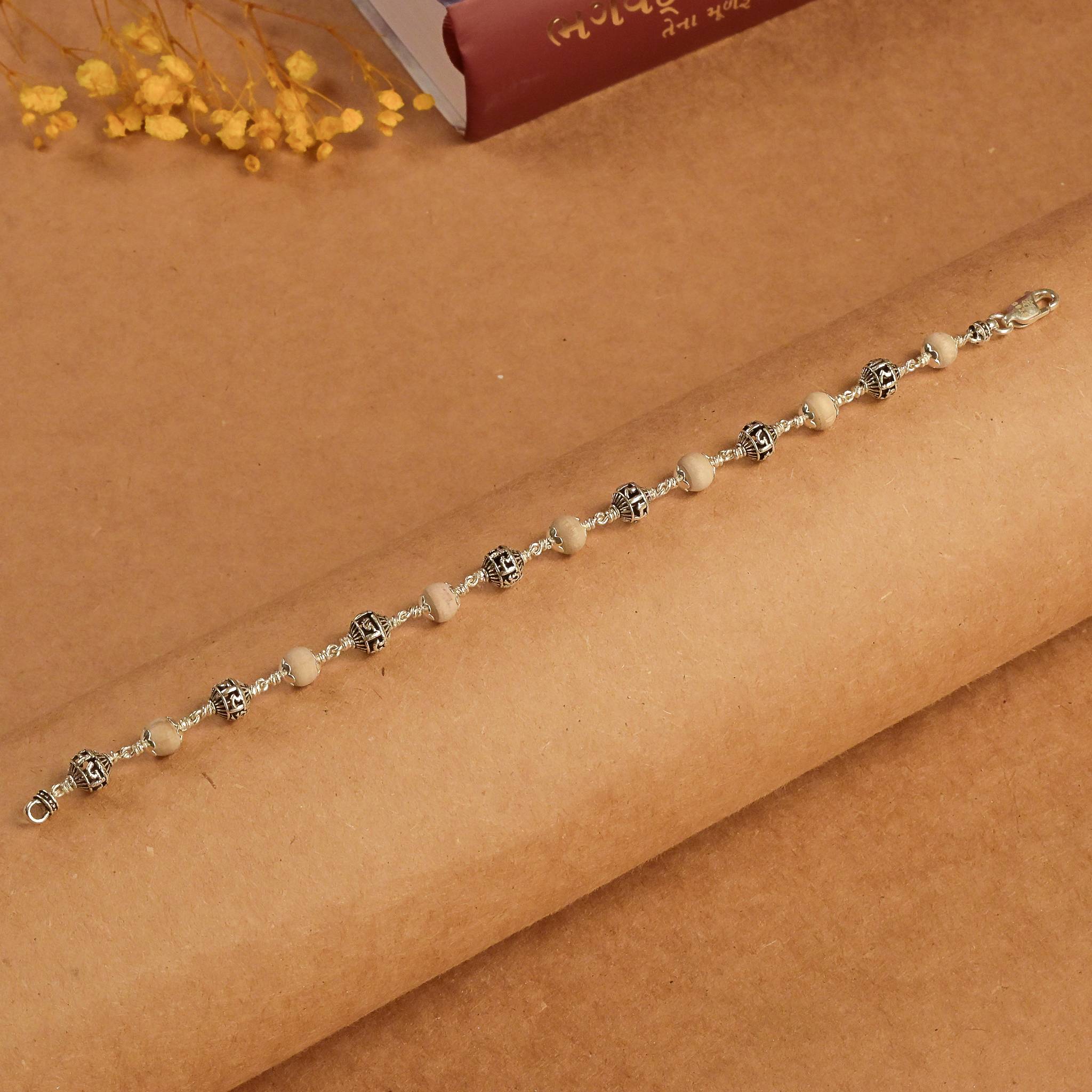 Pure Tulsi With Jay Shree Ram Silver Bead Bracelet