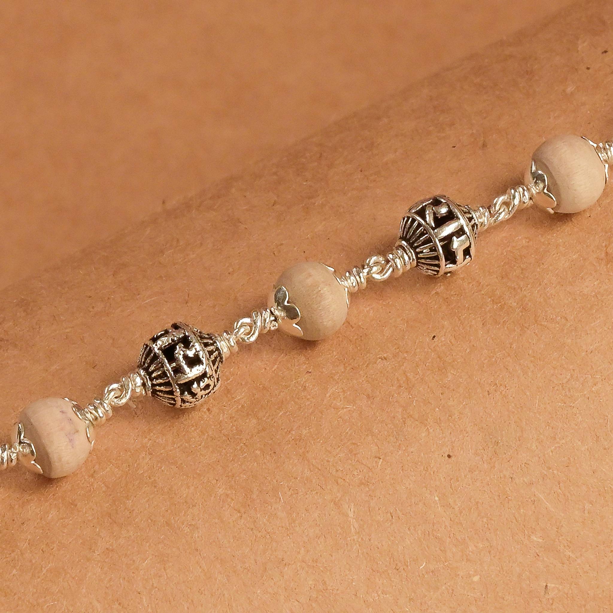Tulsi With Jay Shree Ram Silver Bead Bracelet