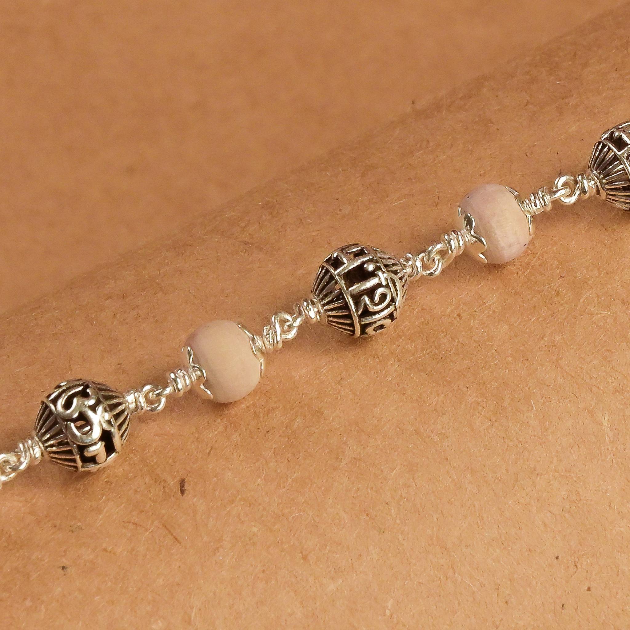 Tulsi With Silver Om Namah Shivay Beads Bracelet