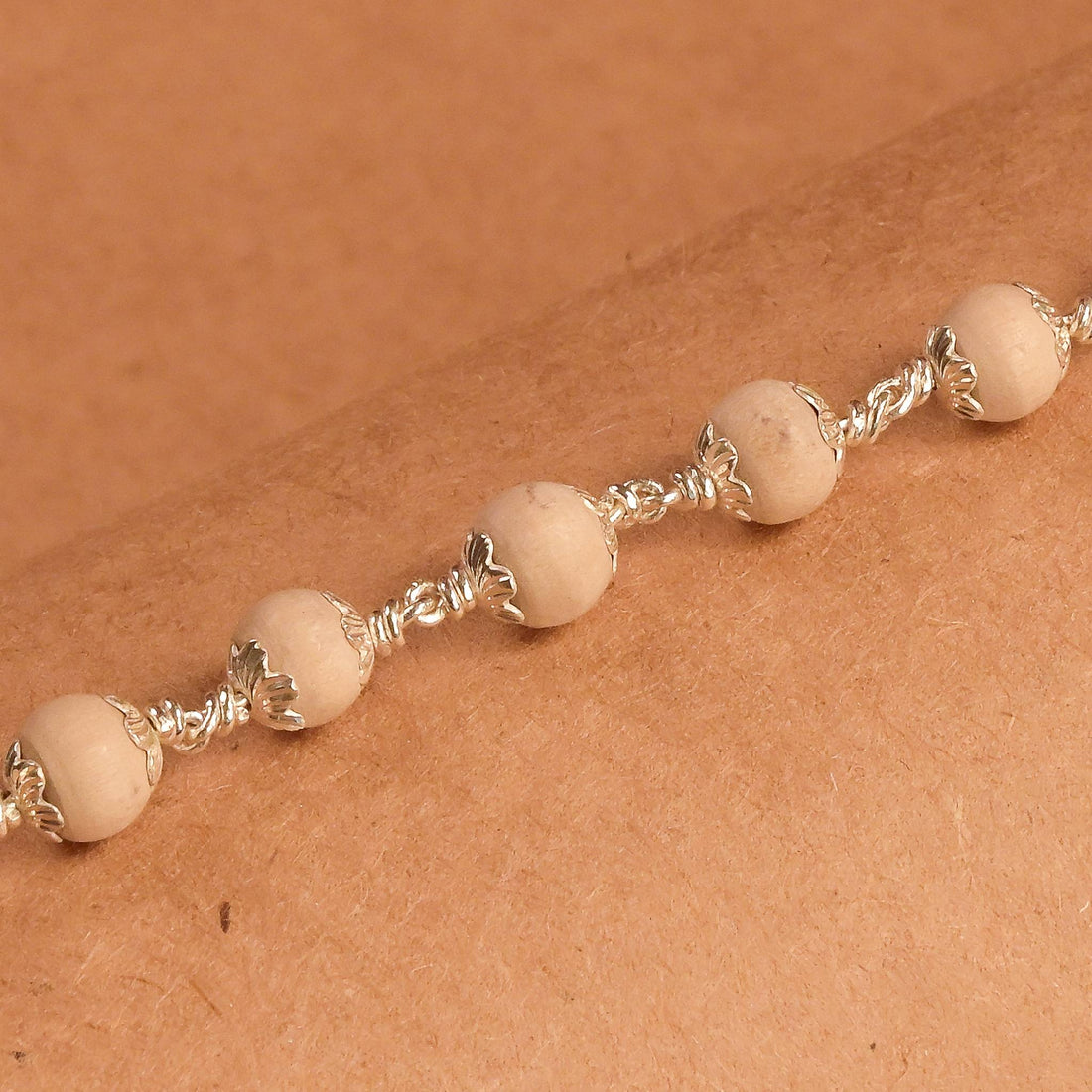 7-8 MM Tulsi Beads Silver Bracelet