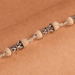 Tulsi With Damru Beads Silver Bracelet