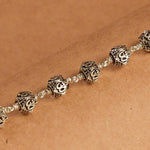 Hexagon Om Silver Beads Bracelet