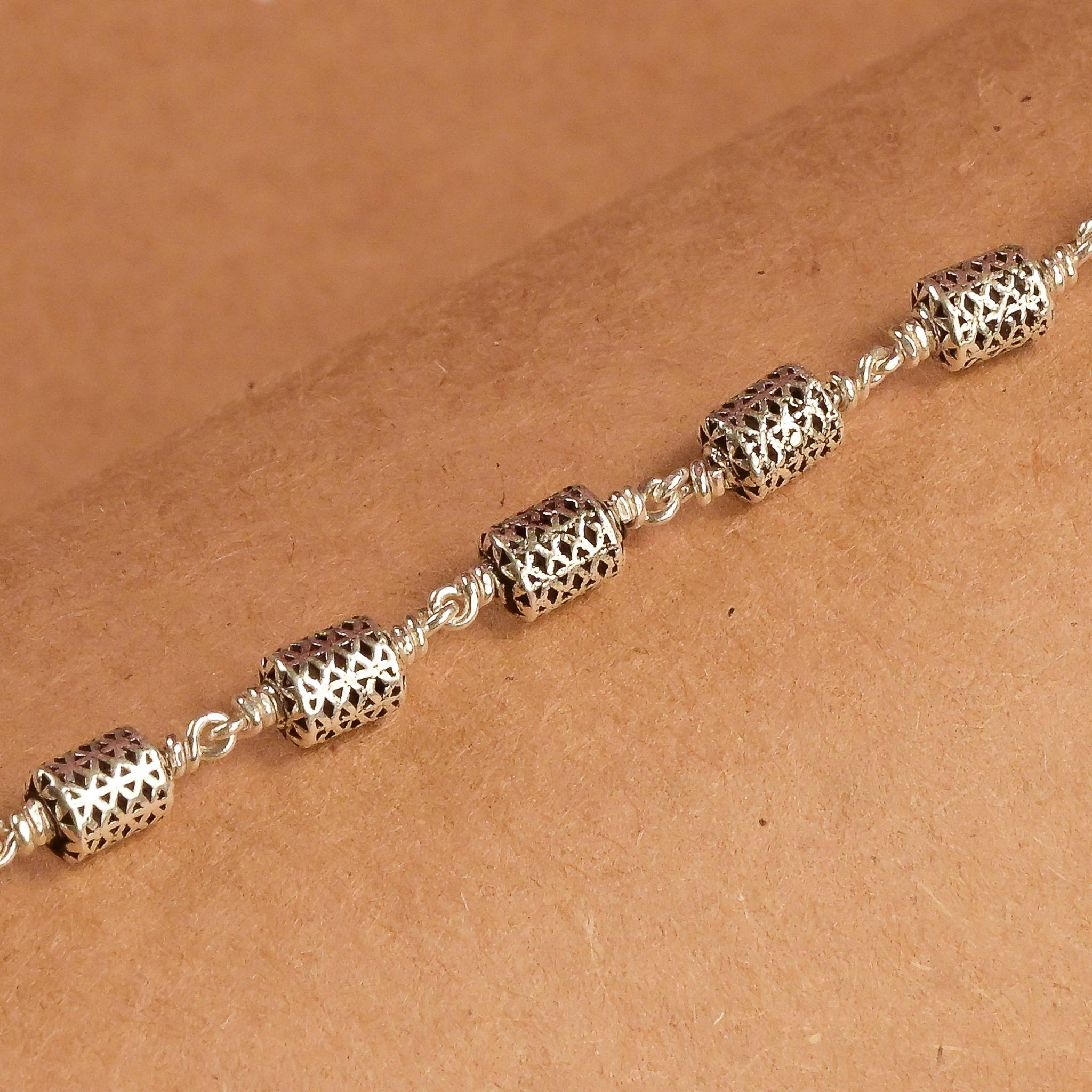 Oval Filigree Beads Silver Bracelet