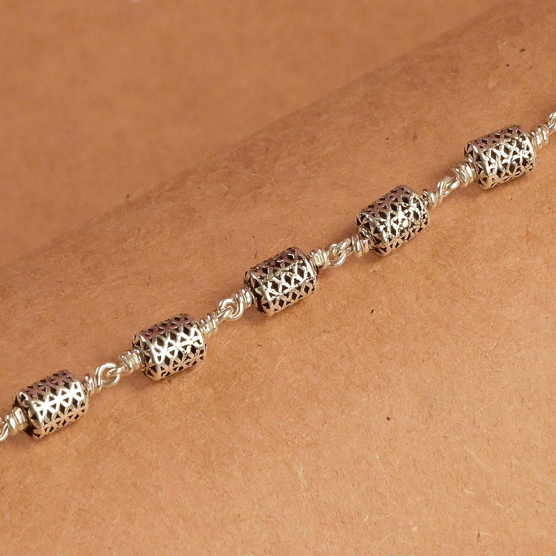 Oval Filigree Beads Silver Bracelet