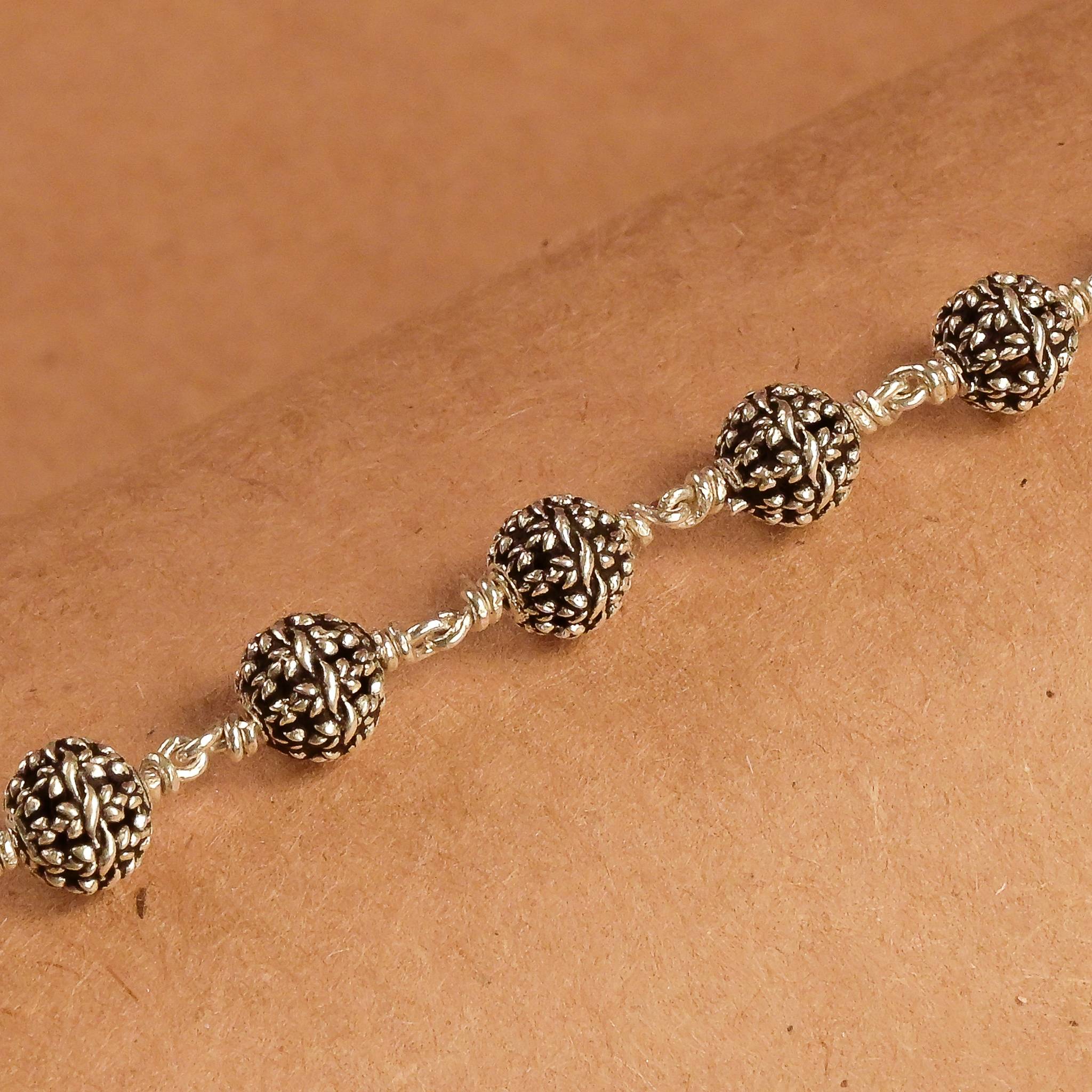 Silver Flower Beads Bracelet