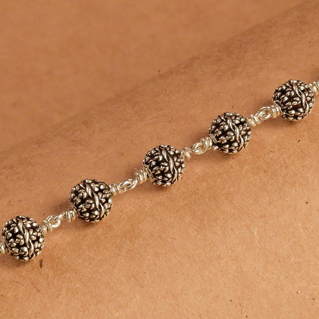 Silver Flower Beads Bracelet