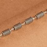 Hollow Cylindrical Silver Beads Bracelet
