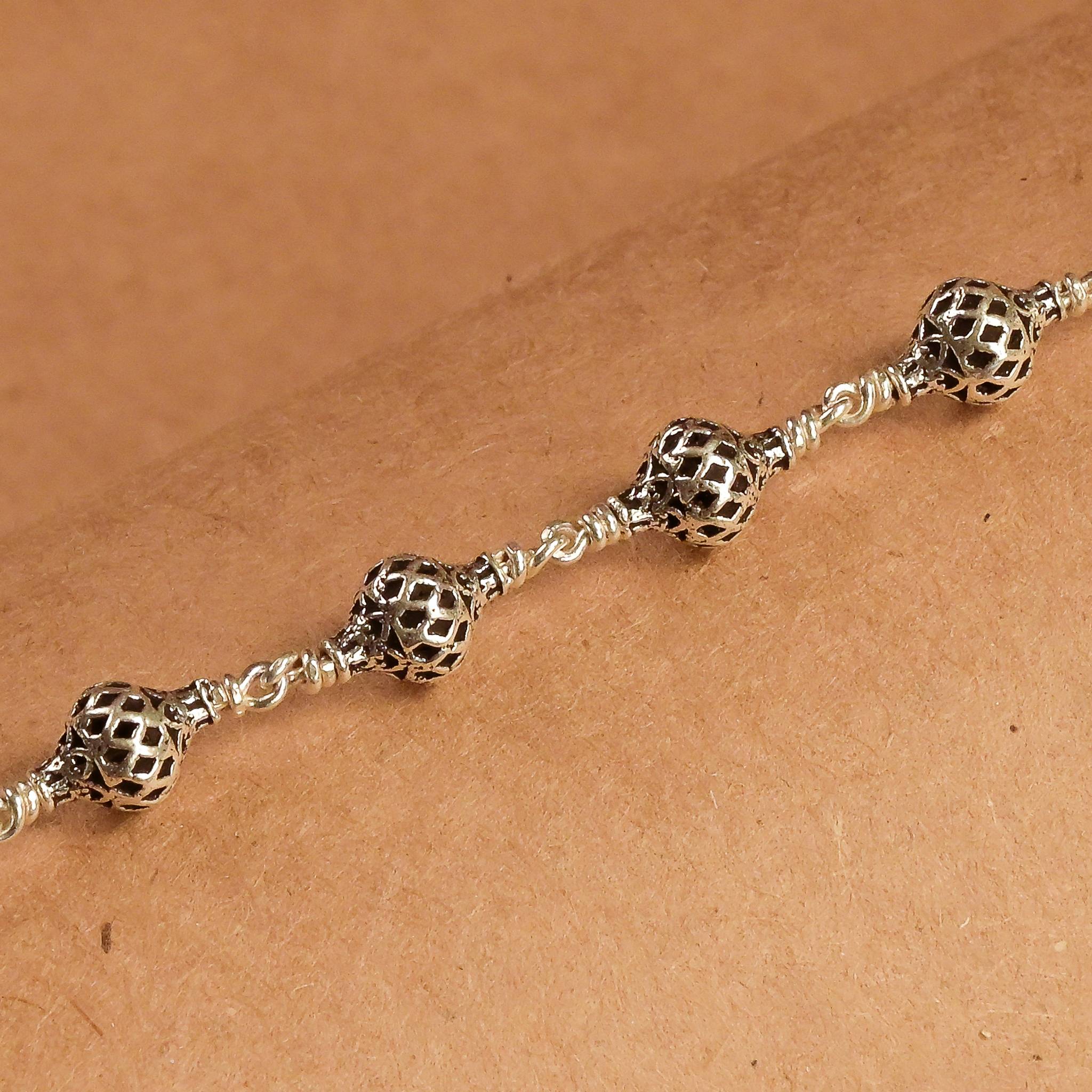 Hollow Mesh Silver Beads Bracelet
