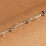 5-6 mm Sphatik Diamond Cut Beads With Om Silver Beads Bracelet