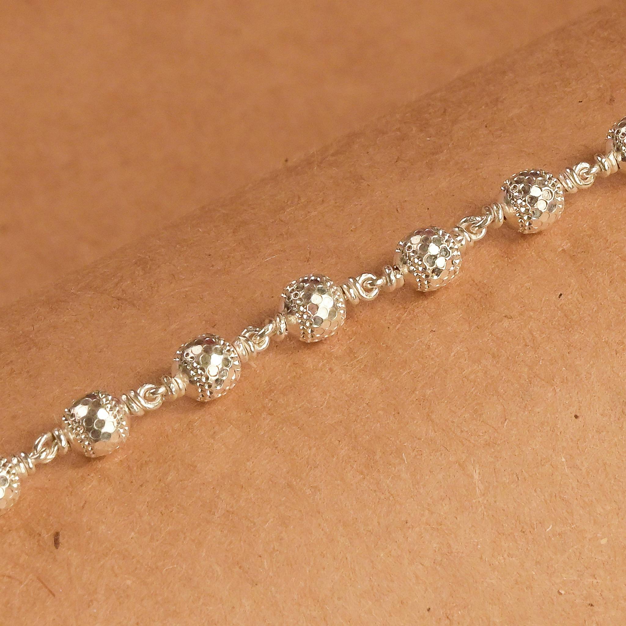 Premium 5–6 MM Silver CNC Beads Bracelet