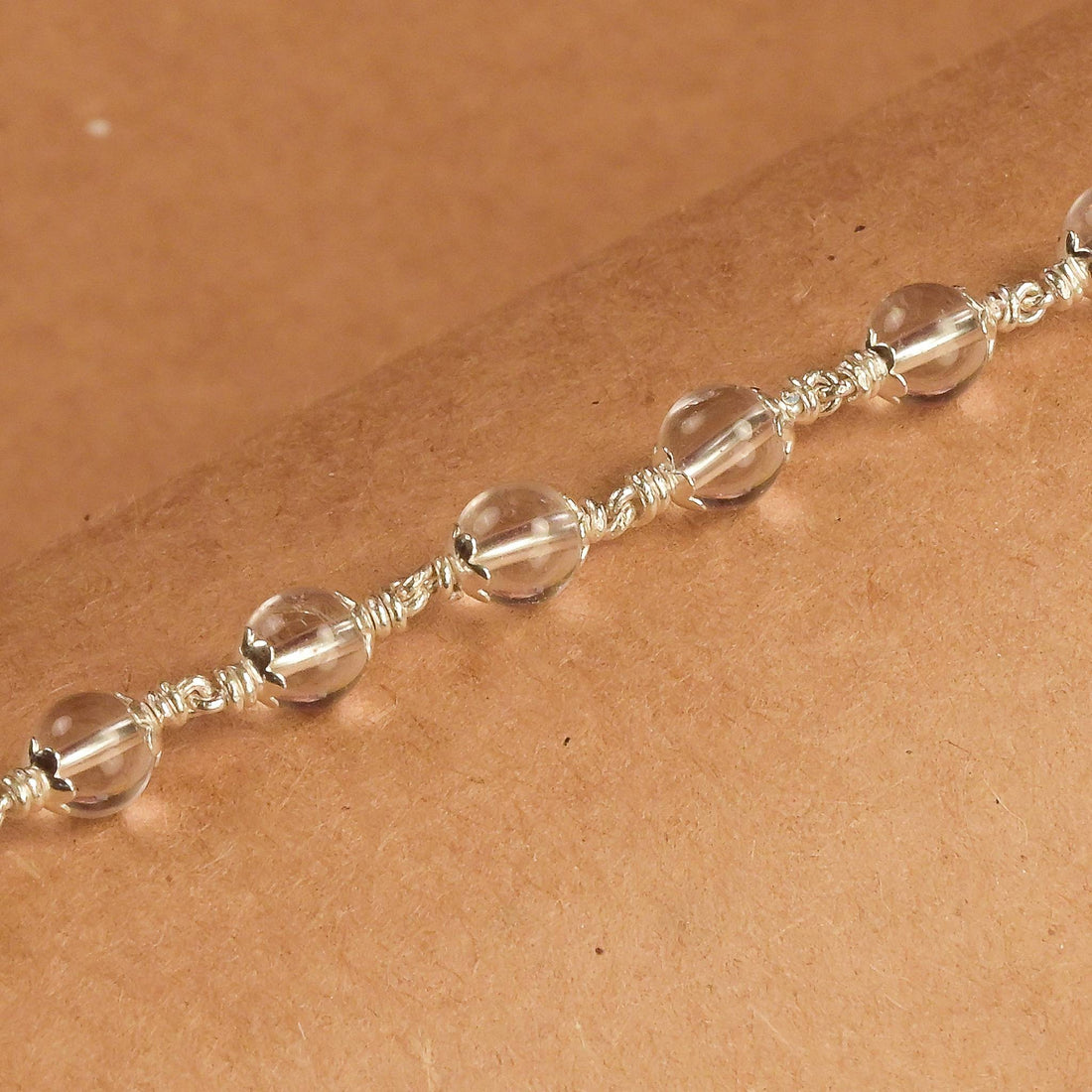 5-6MM Sphatik Bead Silver Bracelet