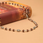 Rudraksha With Perforated Oval  Silver Beads Mala