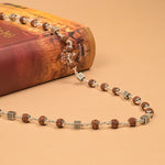 Rudraksha With Square Silver Beads Mala