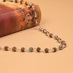 Rudraksha With Round Om Silver Beads Mala