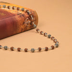 Rudraksha With Flower Silver Bead Mala