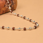 Rudraksha With CNC Silver Beads Mala