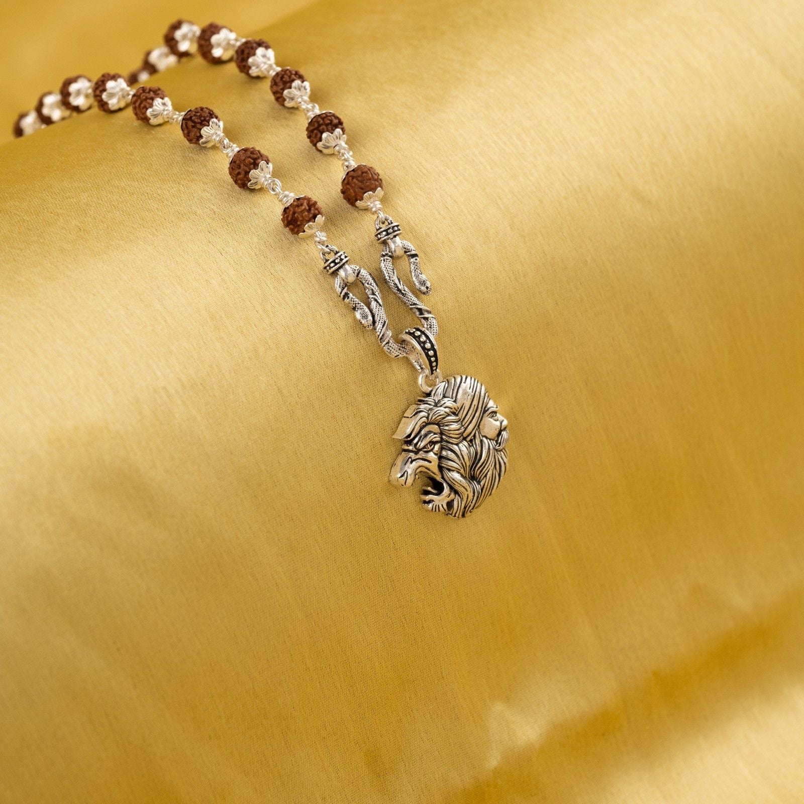 Chhatrapati Shivaji Maharaj Silver Pendant With Rudraksha Mala