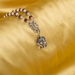 Goddess Durga silver pendant With Rudraksha Mala