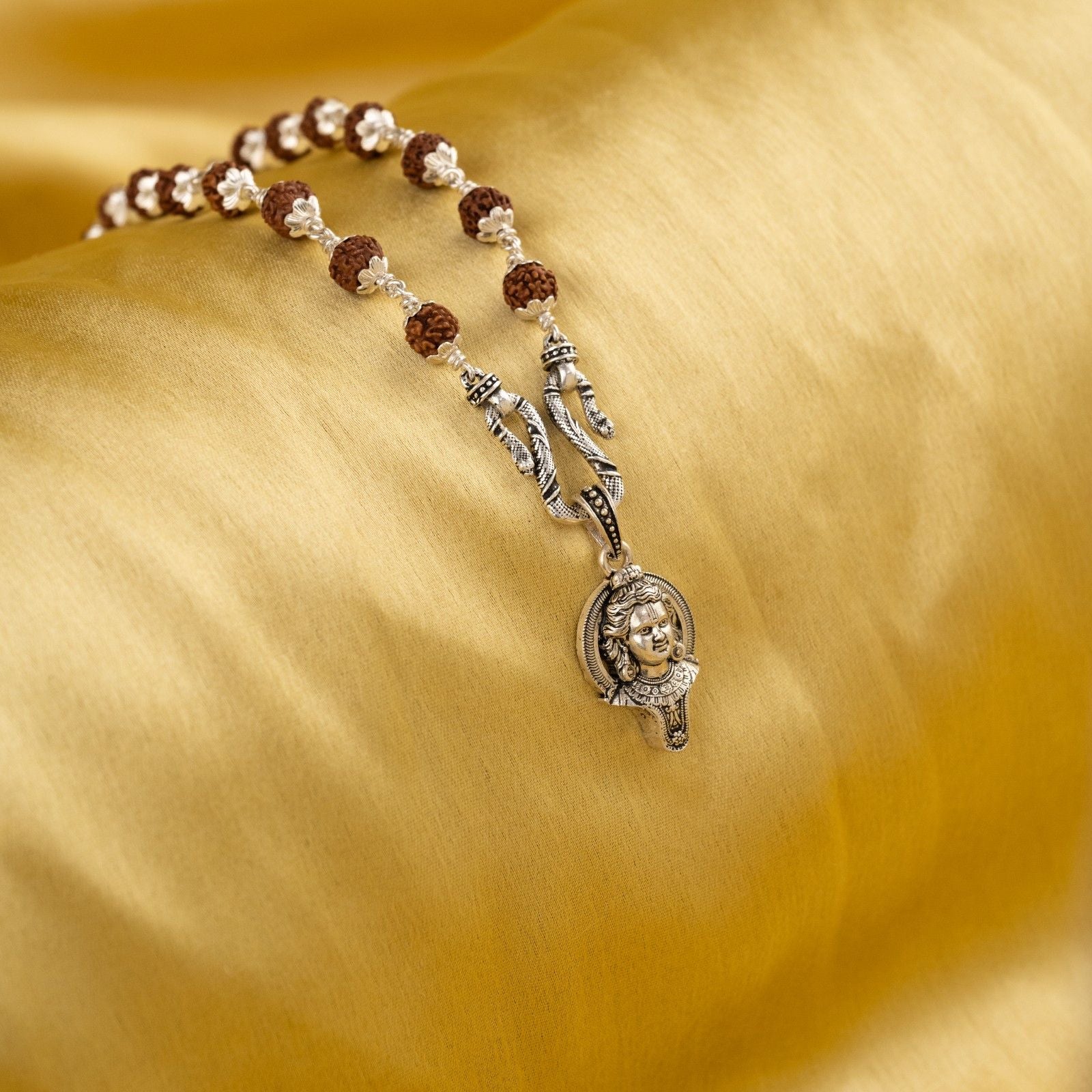 Shree Ram Bhagwan Pendant With Rudraksha Mala