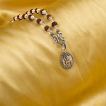 Divine Hanuman Aura Silver Pendant With Rudraksha Mala