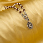 Hanuman Dada Face Silver Pendant With Rudraksha Mala
