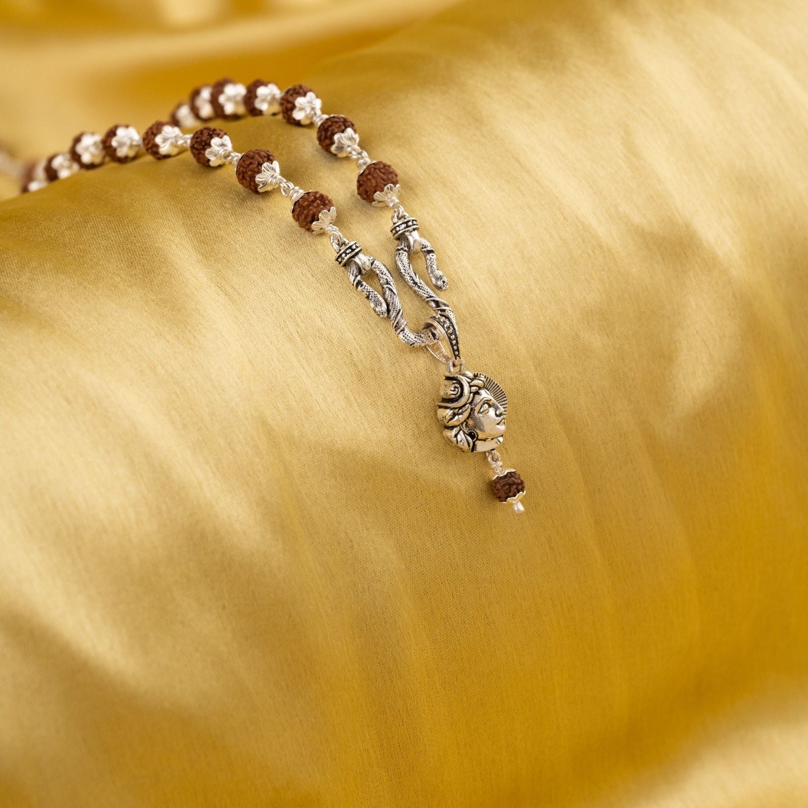 Mahadev Rudraksha Silver Pendant With Rudraksha Mala