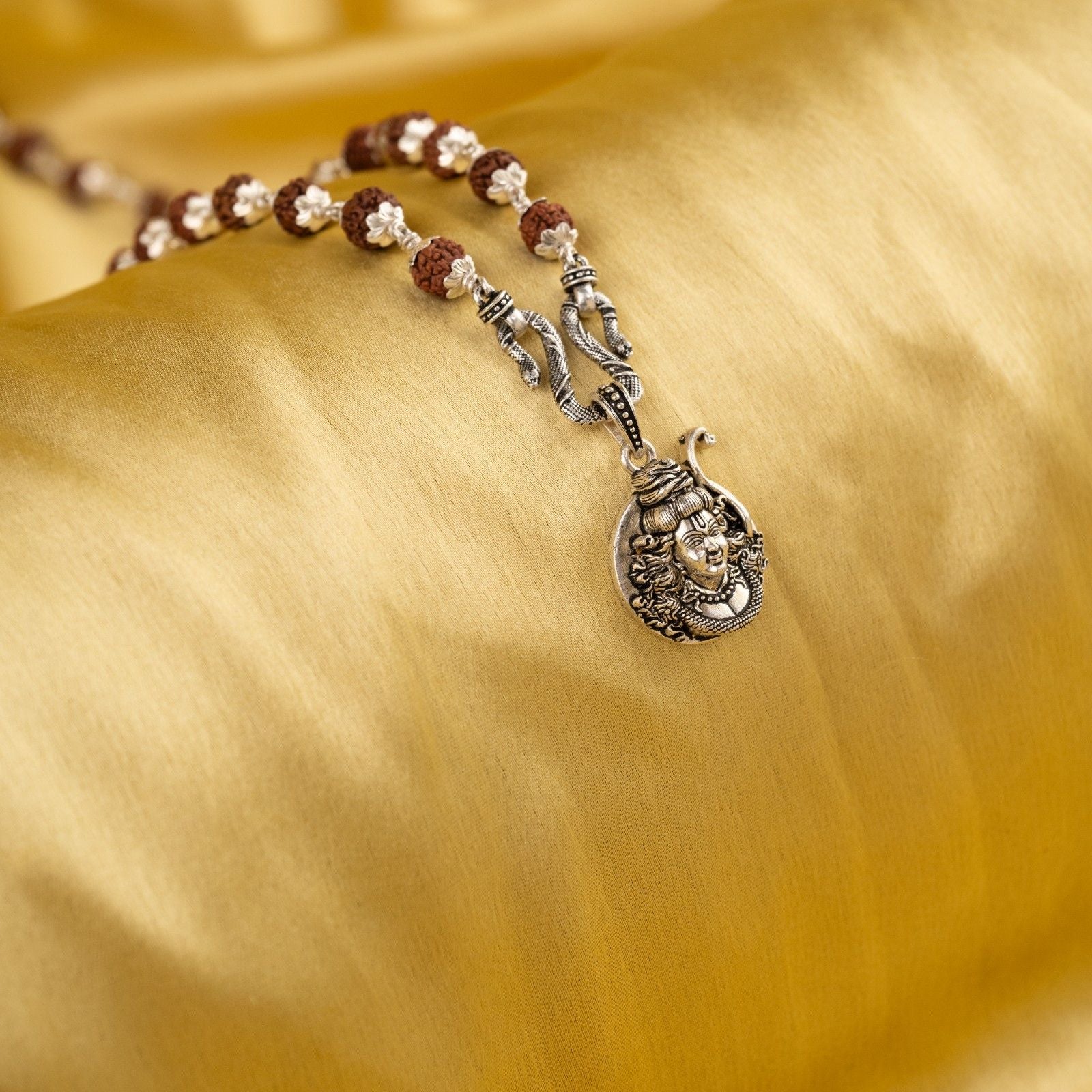Ram Ji Silver Pendant With Rudraksha Mala