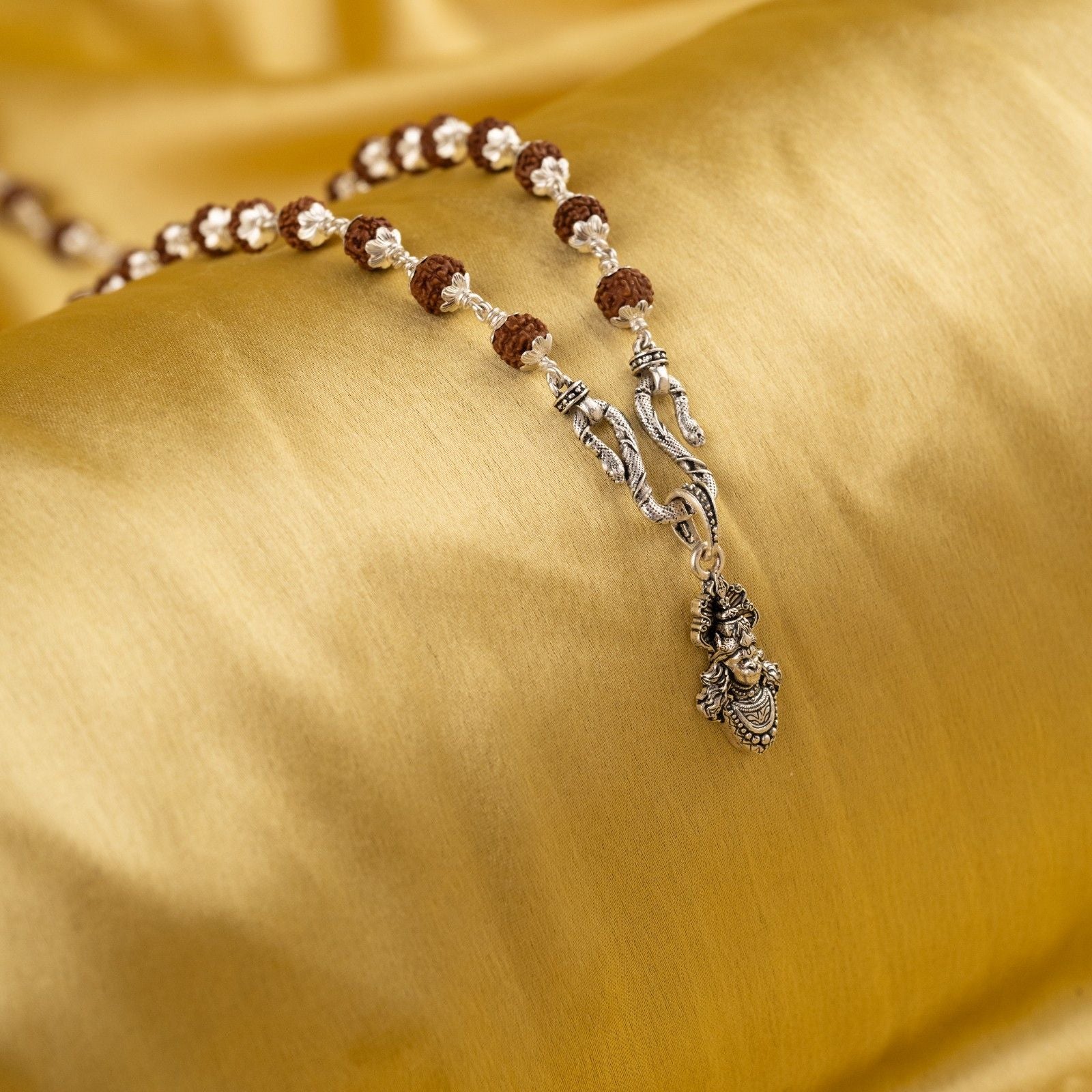 Veer Bajrangi Silver Pendant With Rudraksha Mala