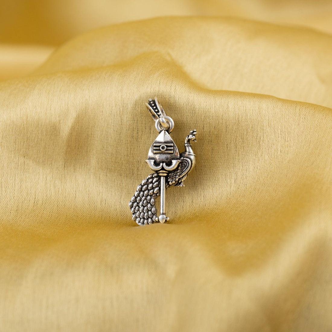 Lord Murugan Peacock Silver Pendant
