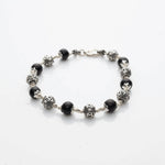 Karungali With Hexagone Om Beads Silver Bracelet