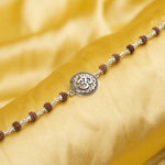 Rudraksha With Om on Round Silver Broach Bracelet