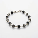 Karungali With Silver Flower Beads Bracelet