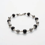 Karungali With Round Beads Silver Bracelet