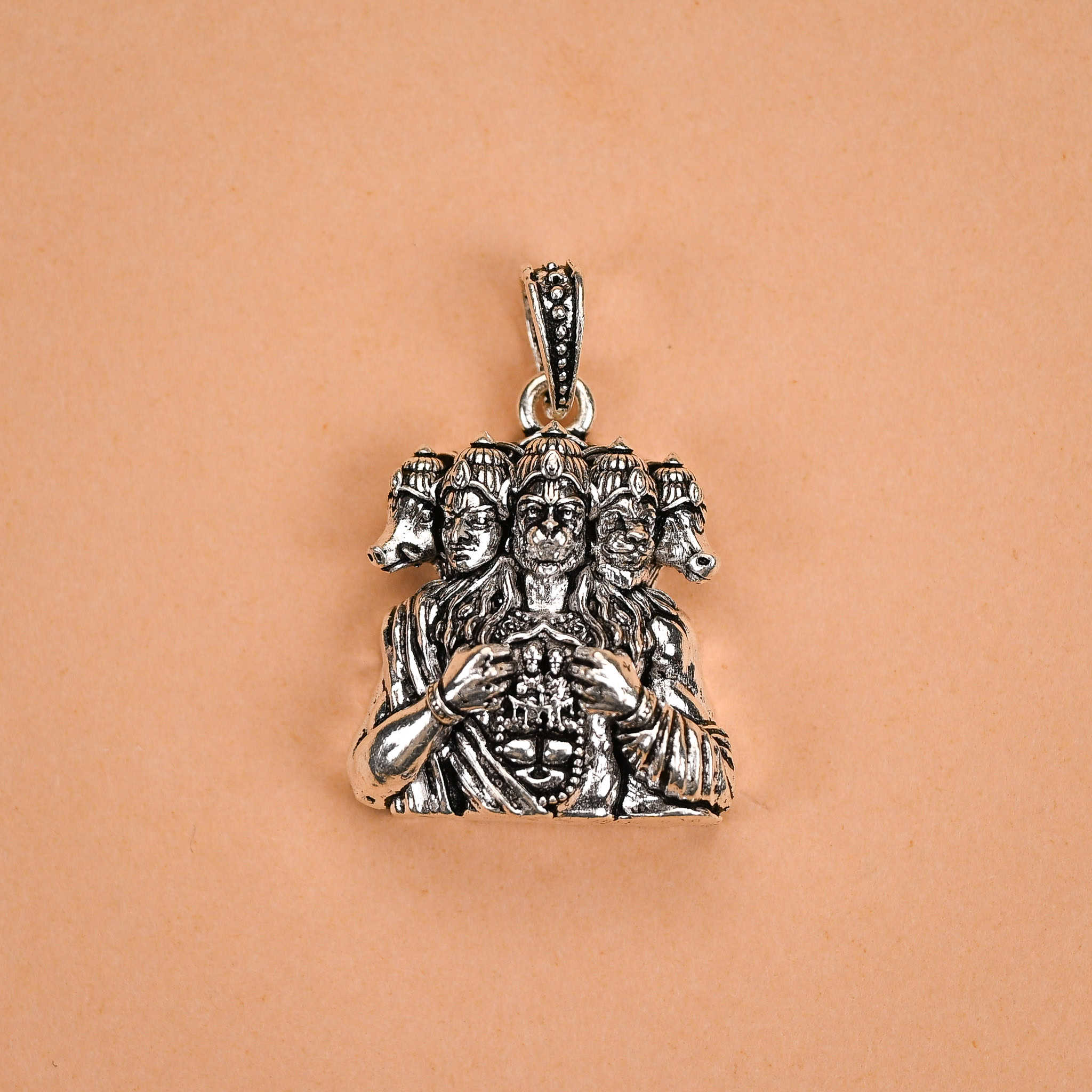 Panchmukhi Lord  Hanuman Silver Pendant