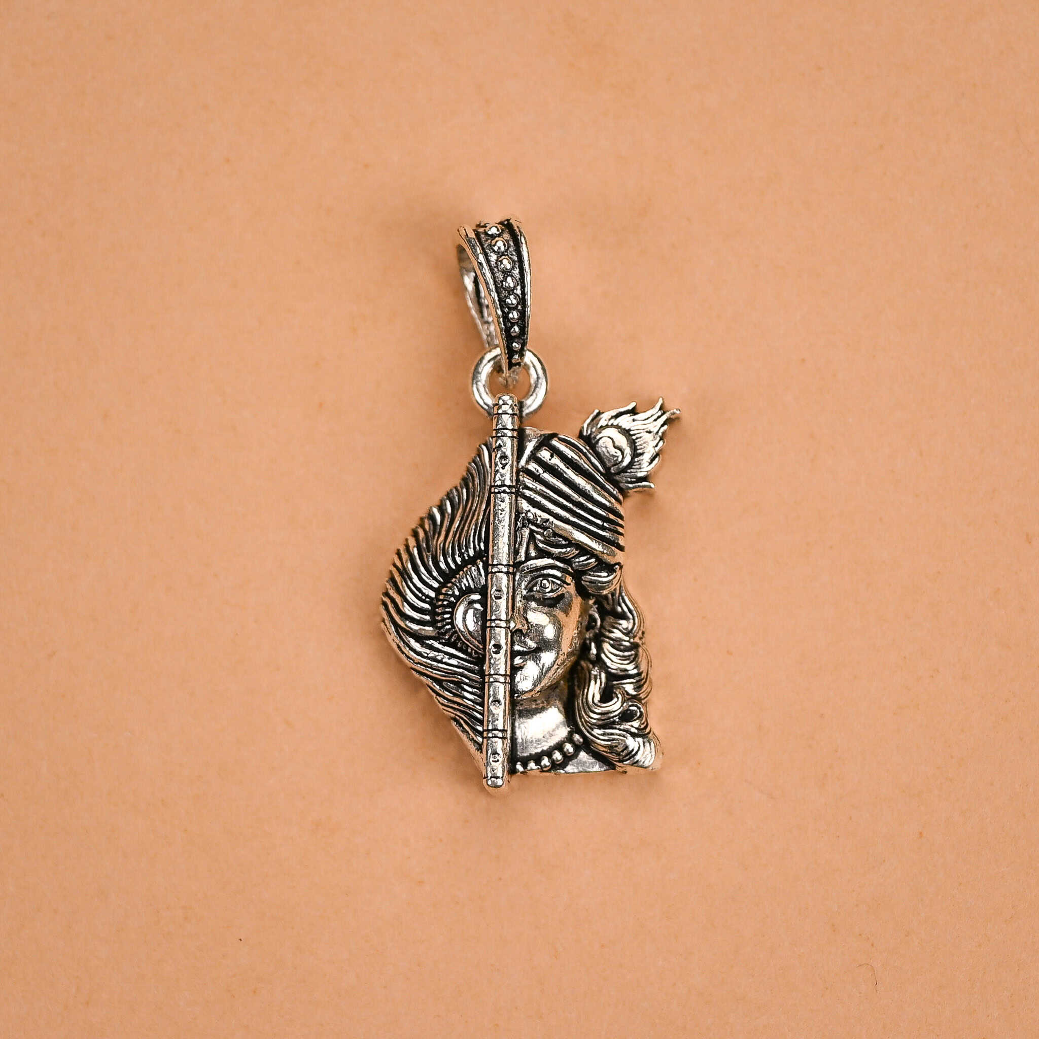 Lord Shri Krishna with Bansi Sliver Pendant