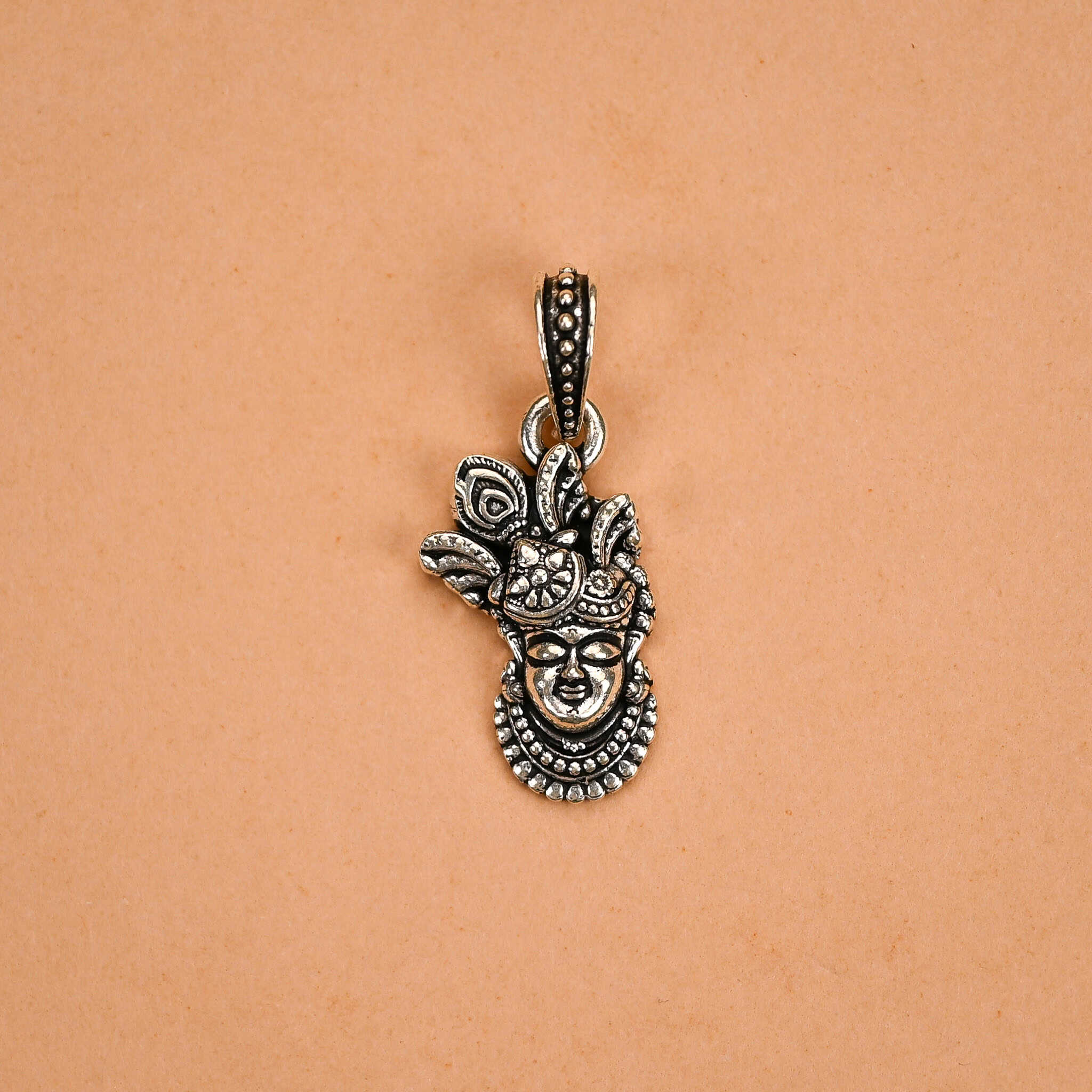 Lord Shrinathji Face Silver Pendant