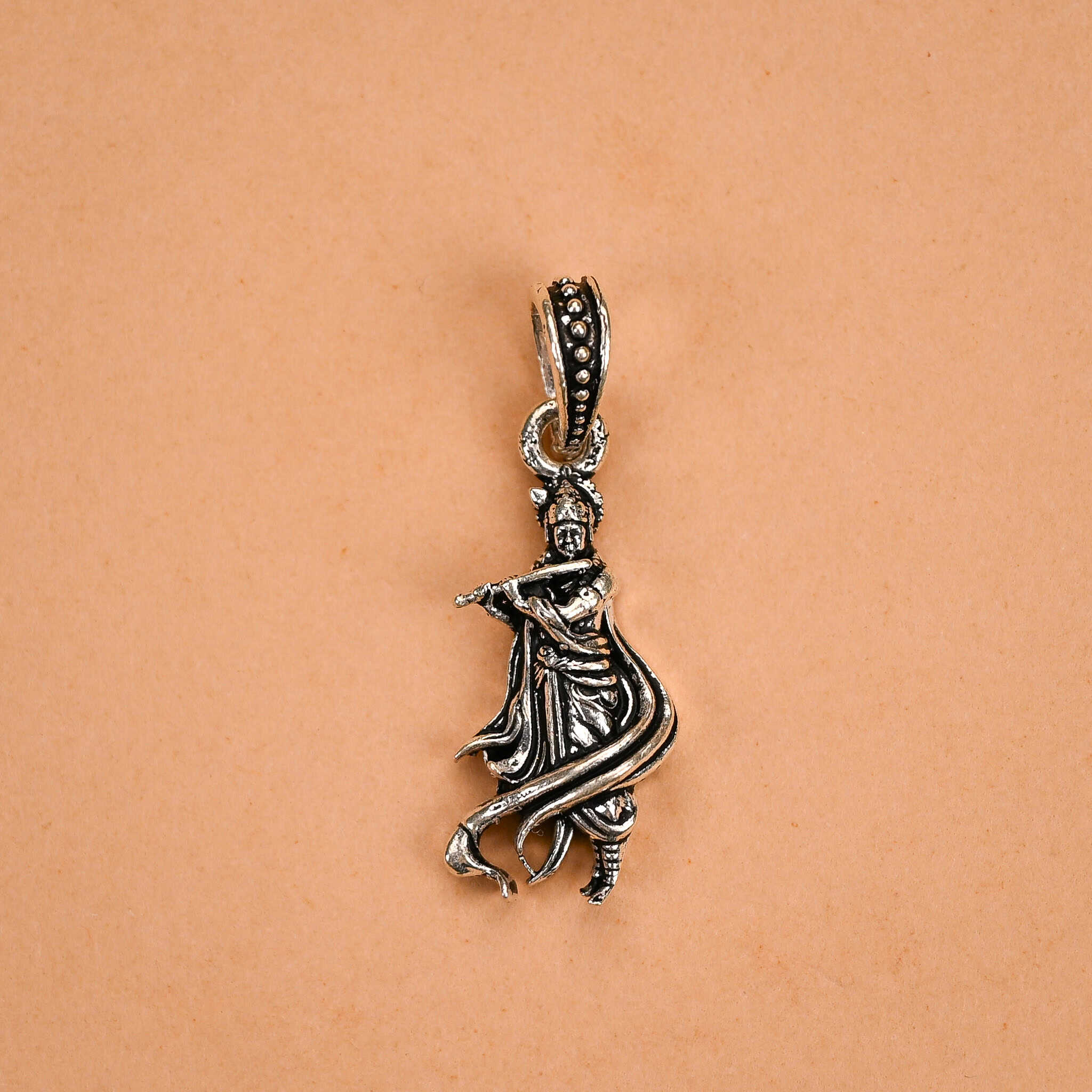 Lord Krishna Silver Pendant
