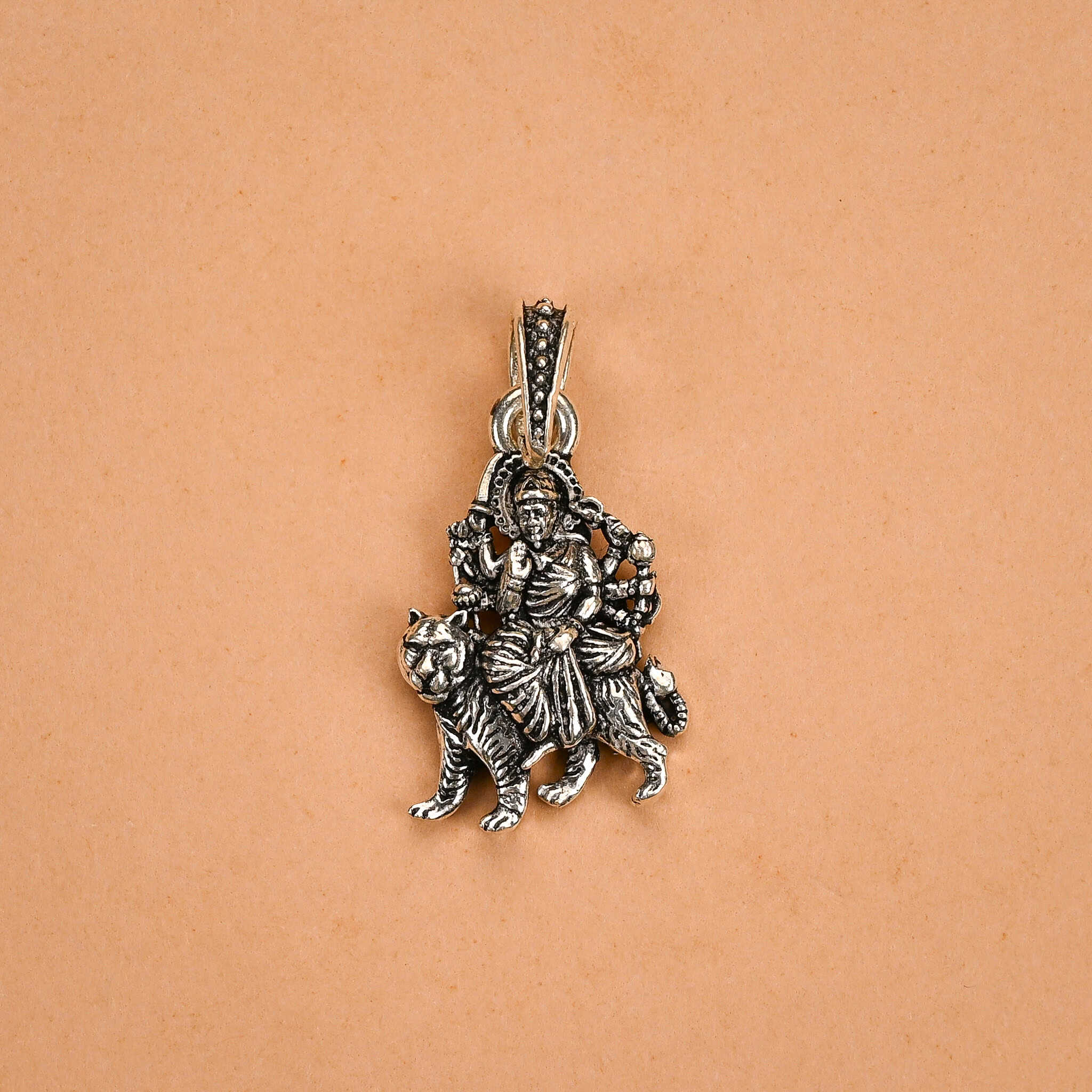 Goddess Durga silver pendant