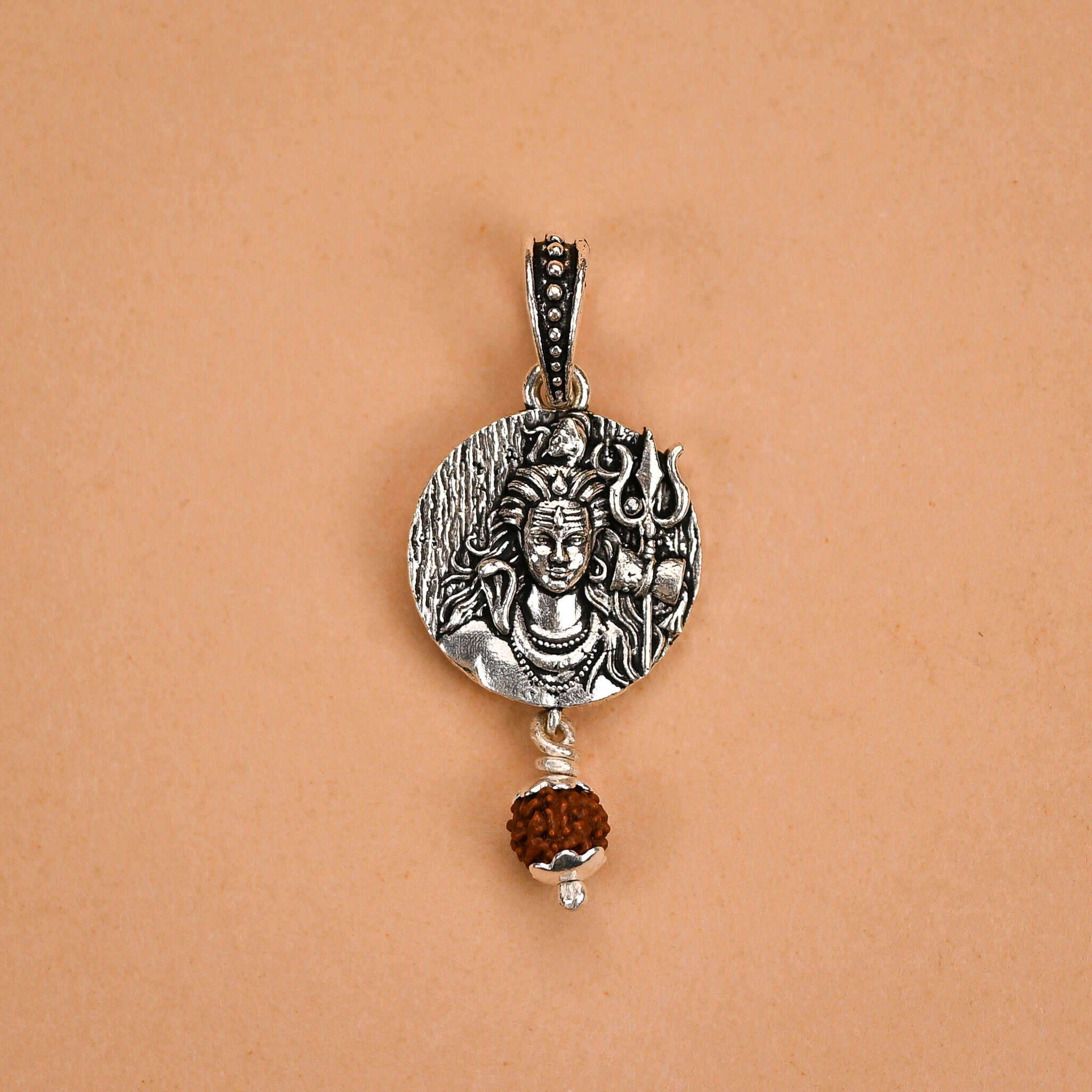 Shiv Ji Rudraksha Silver Pendant