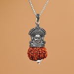 Maa Durga Pendant with 9 Mukhi Nepali Rudraksha